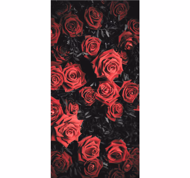 Toile fenêtre fleur belles roses rouges - TenStickers