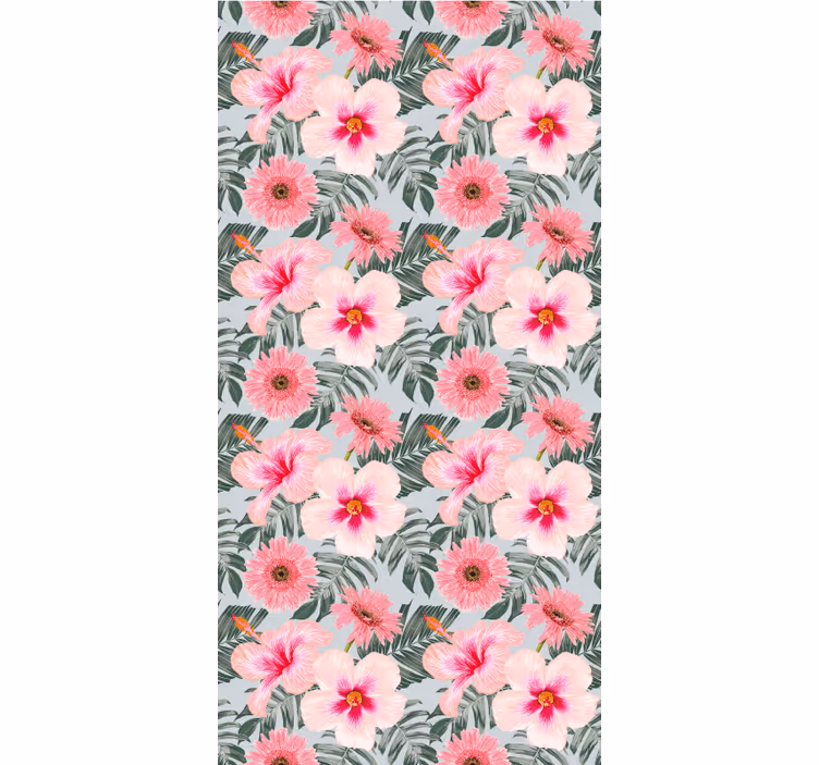 Toile fenêtre salon hibiscus et fleurs - TenStickers