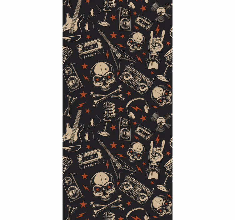 Toile fenêtre original crânes et instruments - TenStickers