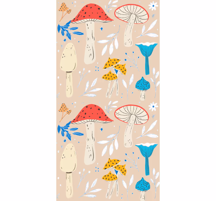 Toile fenêtre illustration de champignons stylisés - TenStickers