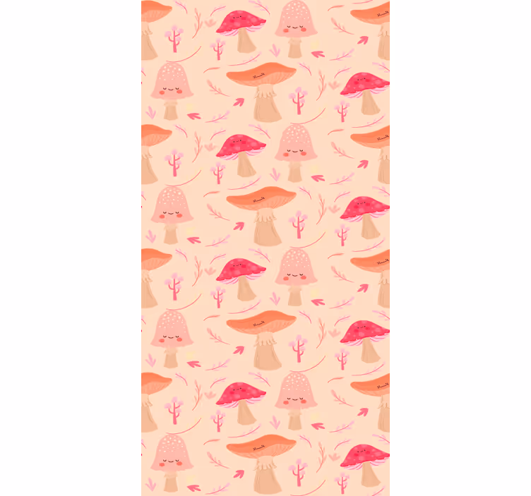 Toile fenêtre fleurs et plantes motifs de champignons roses - TenStickers