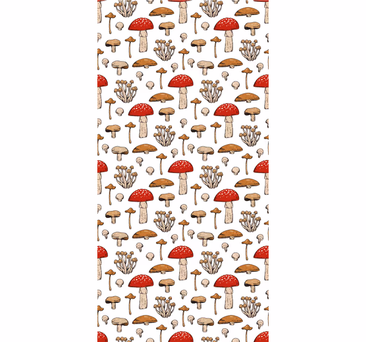 Toile fenêtre fruits et légumes motif champignon marron - TenStickers