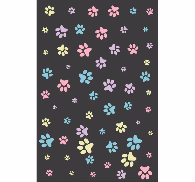 Toile fenêtre animaux empreintes de pattes colorées - TenStickers