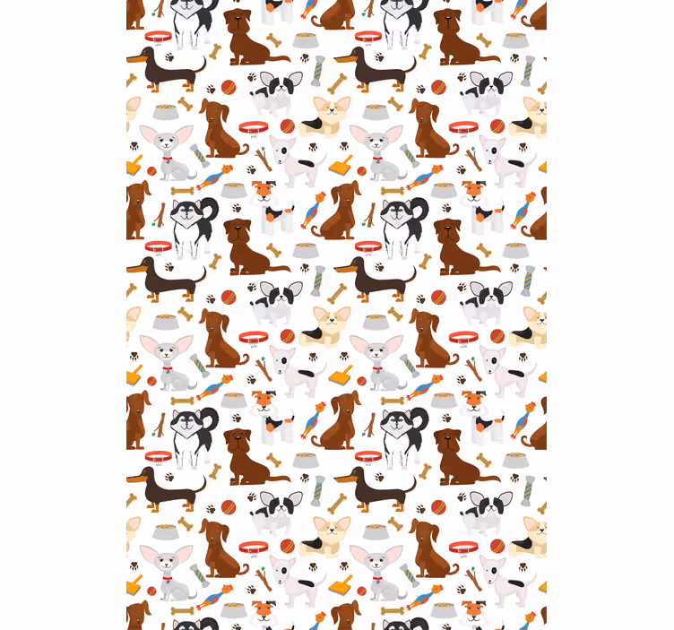 Toile fenêtre animaux modèles de chiens mignons - TenStickers