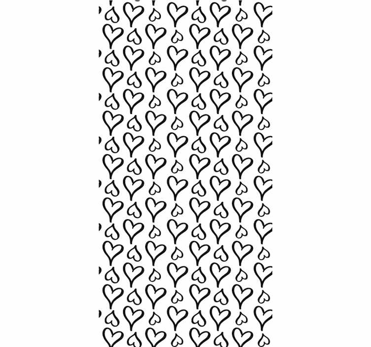 Toile fenêtre romantique coeurs noirs et blancs - TenStickers