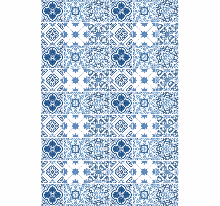 Toile fenêtre salle de bain motifs bleus complexes - TenStickers