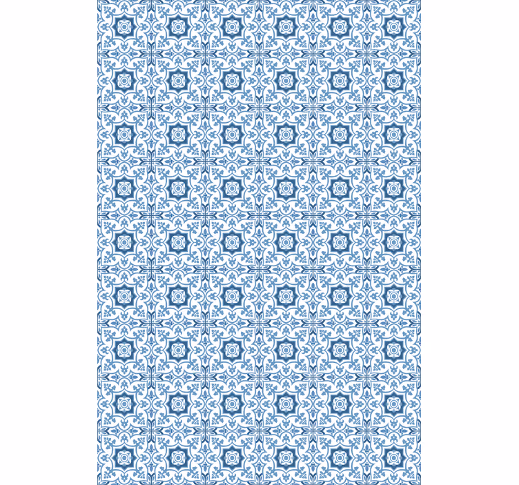 Toile fenêtre salle de bain tuiles bleues complexes - TenStickers