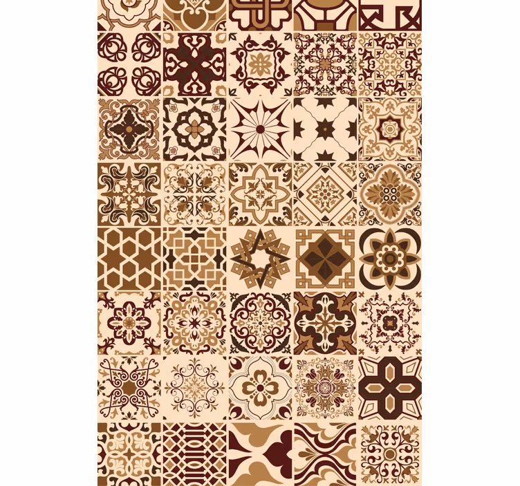 Toile fenêtre carreaux géométriques beiges - TenStickers