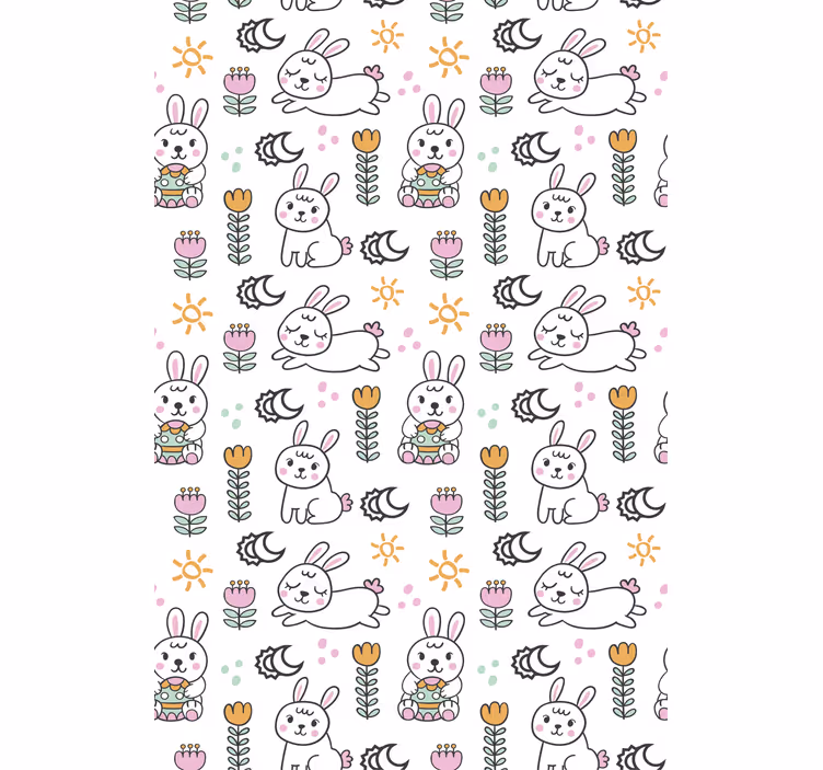 Toile fenêtre animal motif de lapin de pâques - TenStickers