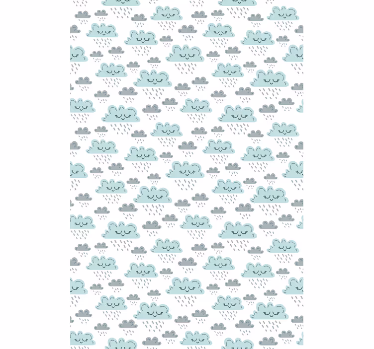Toile fenêtre nuage motif pluvieux bleu - TenStickers