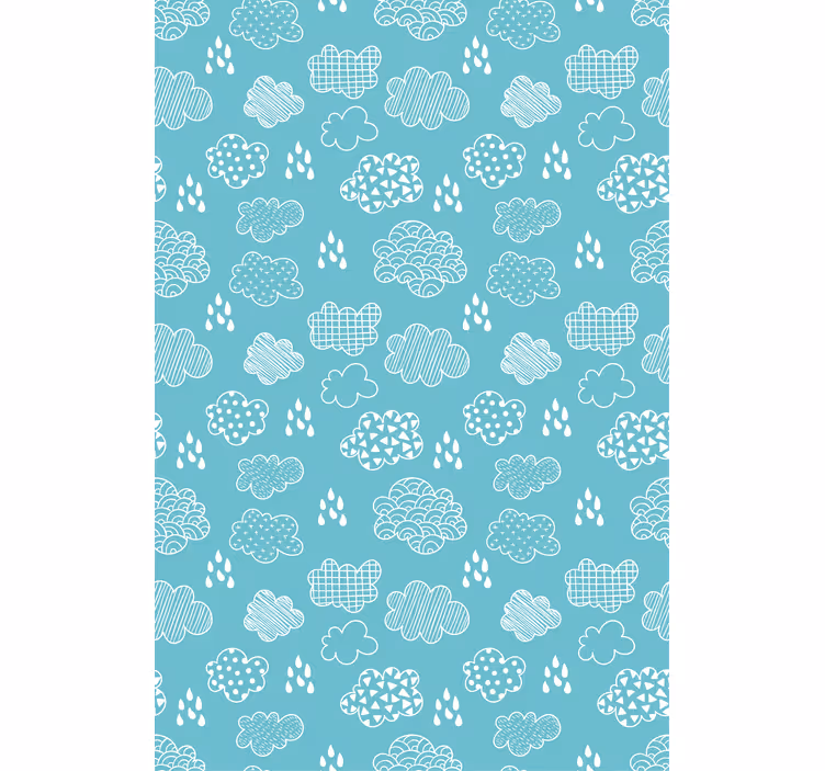 Toile fenêtre nuage motif de dessin bleu - TenStickers