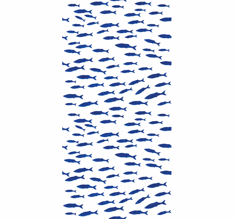 Toile fenêtre animaux motif de poissons en essaim - TenStickers