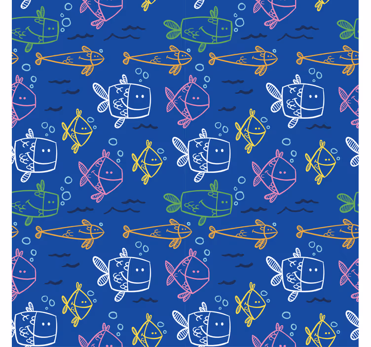 Toile fenêtre animaux motif de poisson amusant - TenStickers