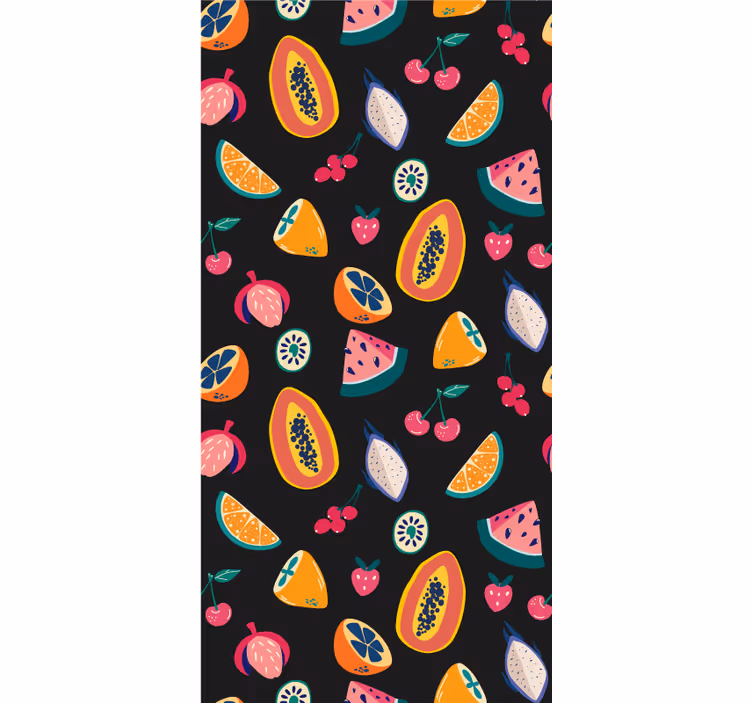 Toile fenêtre fruits et légumes motif tropical coloré - TenStickers