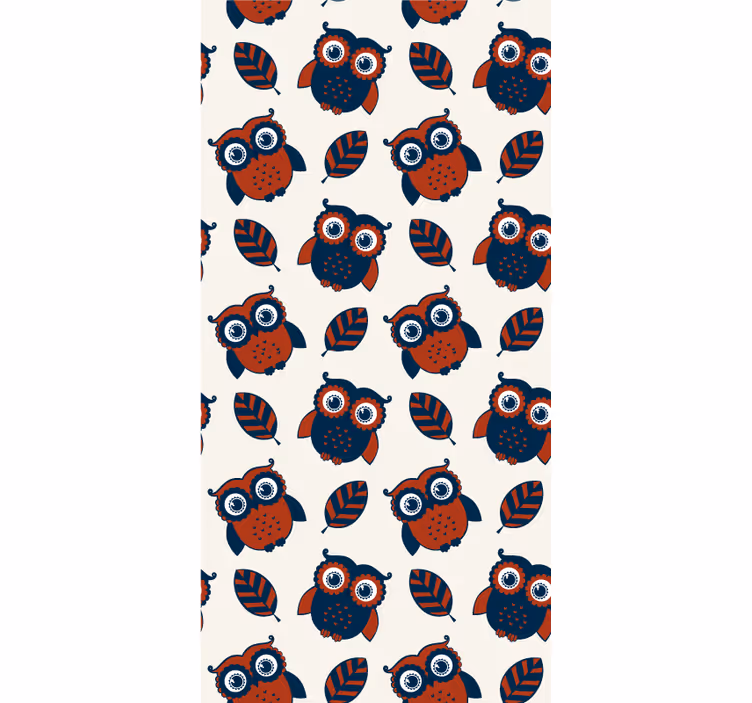 Toile fenêtre animaux hiboux et feuilles de dessin animé - TenStickers