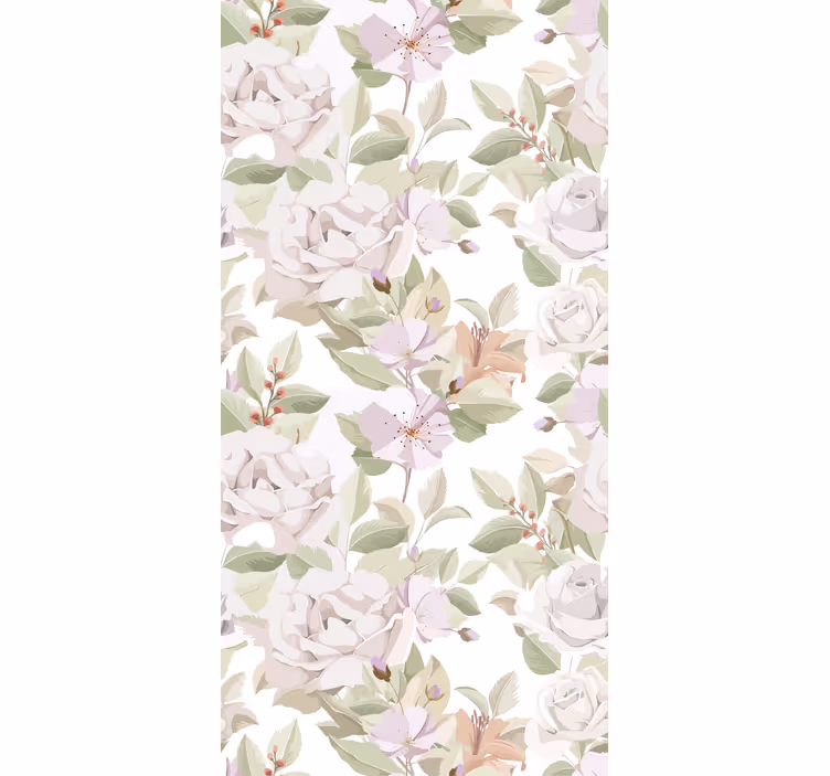 Toile fenêtre élégante motif floral beige - TenStickers