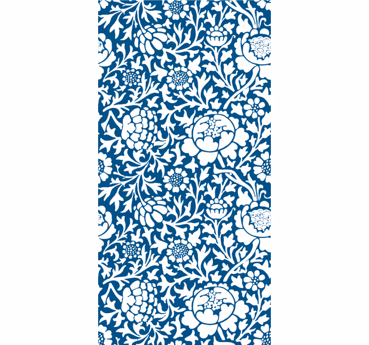 Toile fenêtre fleur motif vintage bleu - TenStickers