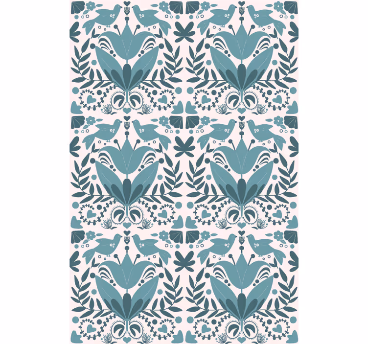 Toile fenêtre fleurs et plantes modèle avec des oiseaux - TenStickers