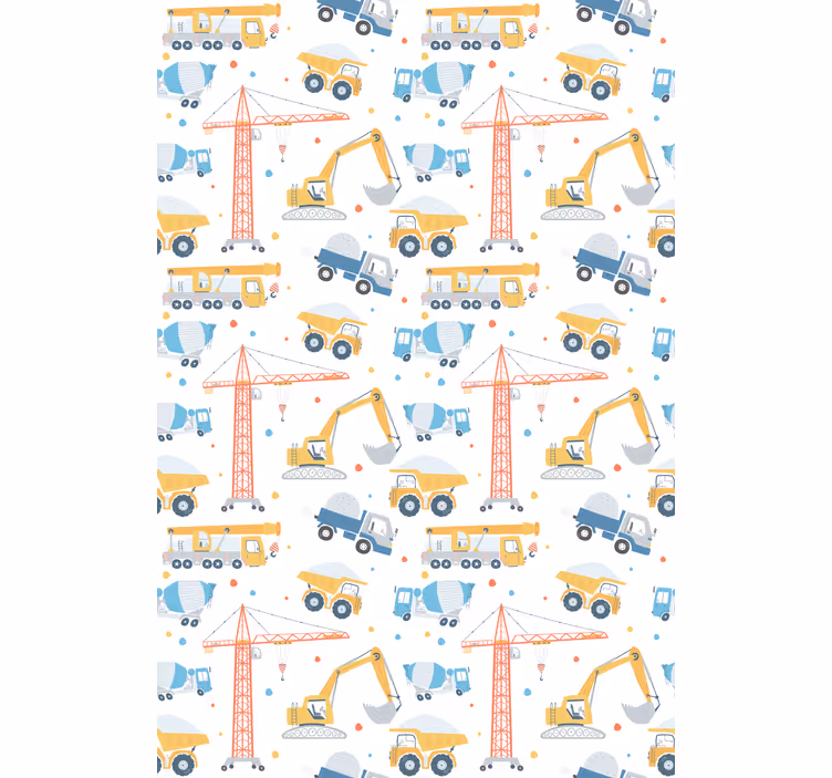 Toile fenêtre chambre enfant véhicules de chantier amusants - TenStickers