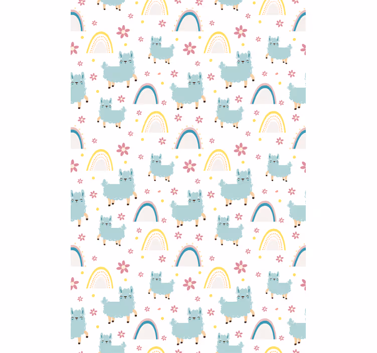 Toile fenêtre animaux lamas mignons et arcs-en-ciel - TenStickers