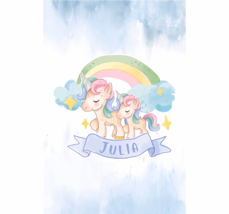 Toile fenêtre chambre enfant aventure de licorne - TenStickers