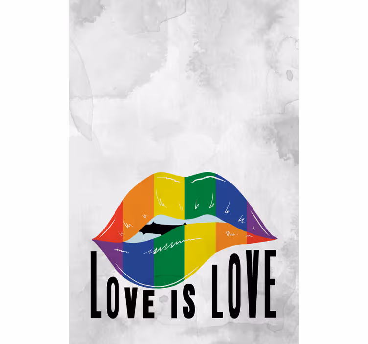 Toile fenêtre avec phrase art des lèvres arc-en-ciel - TenStickers