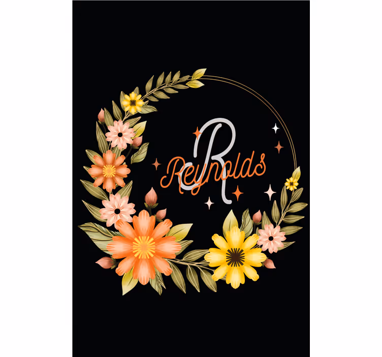 Toile fenêtre fleurs et plantes initiale et nom élégants - TenStickers