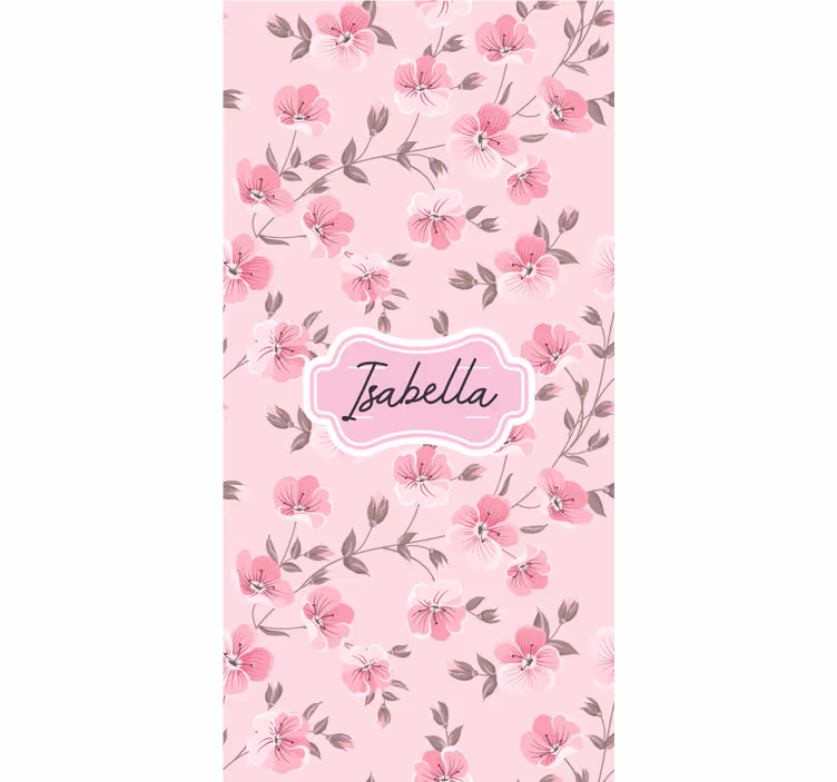 Toile fenêtre chambre enfant fleurs de cerisier avec nom - TenStickers