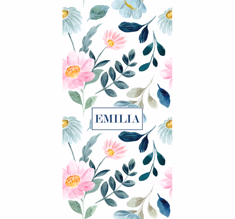 Toile fenêtre fleurs et plantes fleur florale avec nom - TenStickers