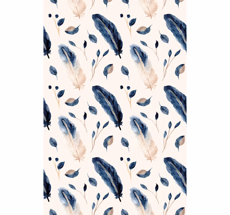 Toile fenêtre fleurs et plantes motif de plumes élégant - TenStickers
