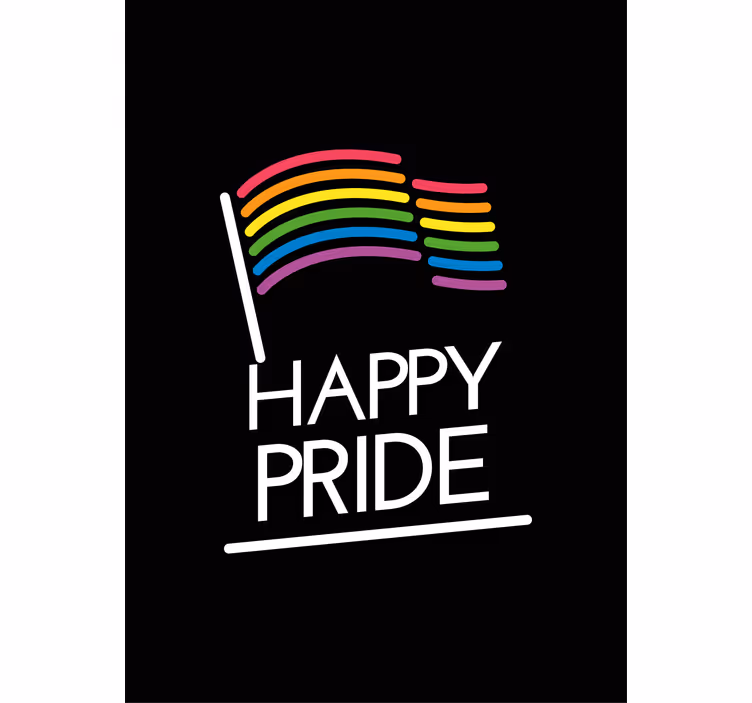 Toile fenêtre avec phrase message du drapeau arc-en-ciel - TenStickers