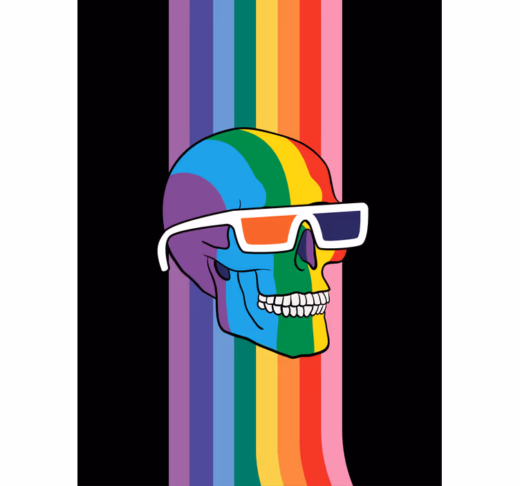 Toile fenêtre geek nuances de crâne arc-en-ciel - TenStickers