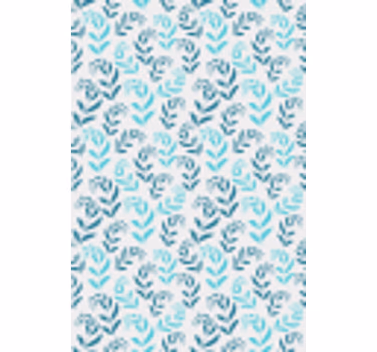 Toile fenêtre fleurs et plantes motif de feuilles bleues - TenStickers