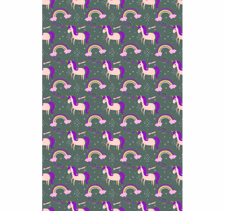 Toile fenêtre chambre enfant motif de licorne violette - TenStickers