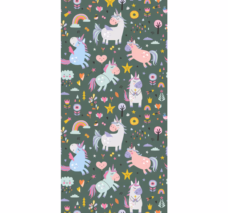 Toile fenêtre animaux motifs de licornes fantastiques - TenStickers