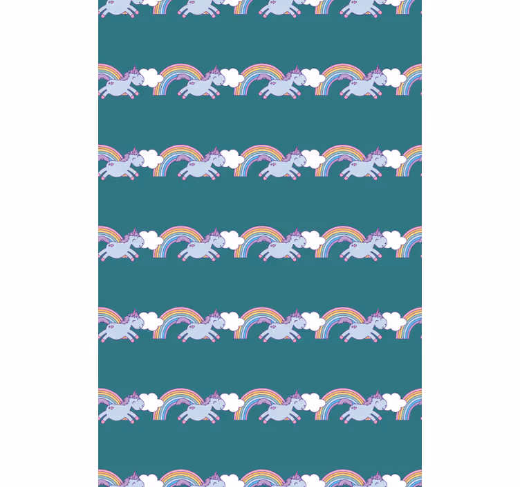 Toile fenêtre chambre enfant licornes et arc-en-ciel - TenStickers