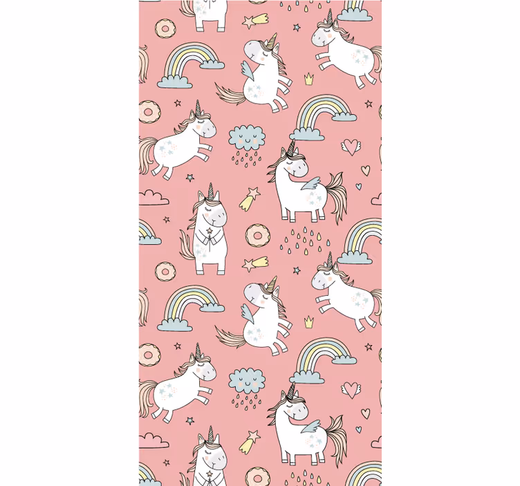Stores avec des dessins Licornes mignonnes et sur fond rose - TenStickers