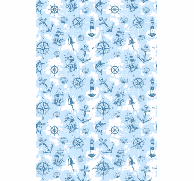 Toile fenêtre cuisine modèle d'icônes nautiques - TenStickers