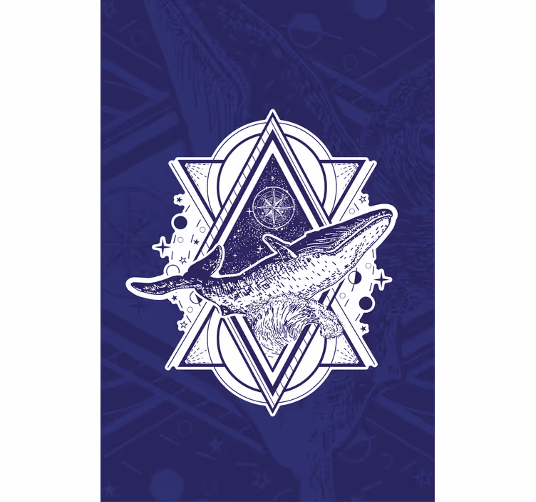 Toile fenêtre animaux silhouette de baleine massive - TenStickers