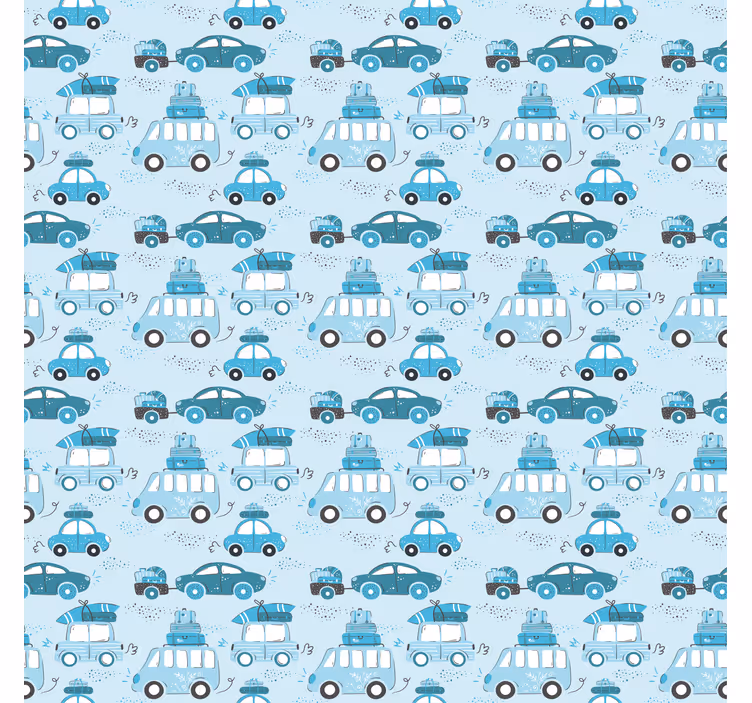 Toile fenêtre chambre enfant modèle de voitures bleues - TenStickers
