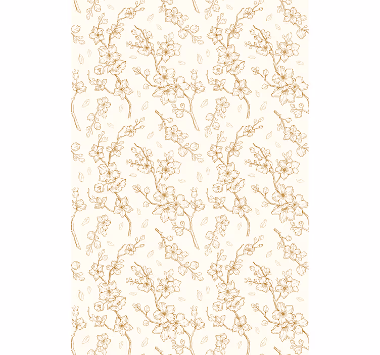 Toile fenêtre fleurs et plantes motif fleuri beige simple - TenStickers
