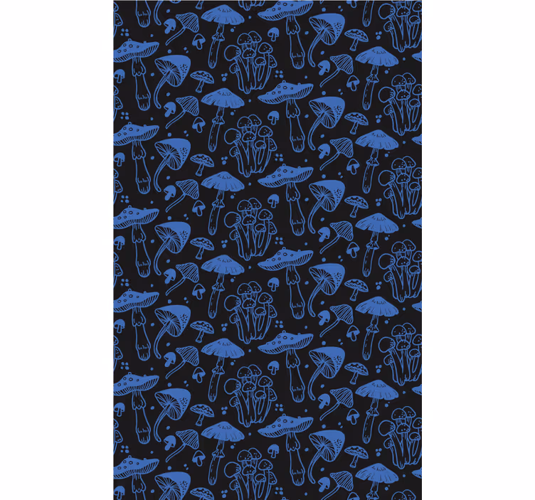 Toile fenêtre original motif champignon bleu - TenStickers