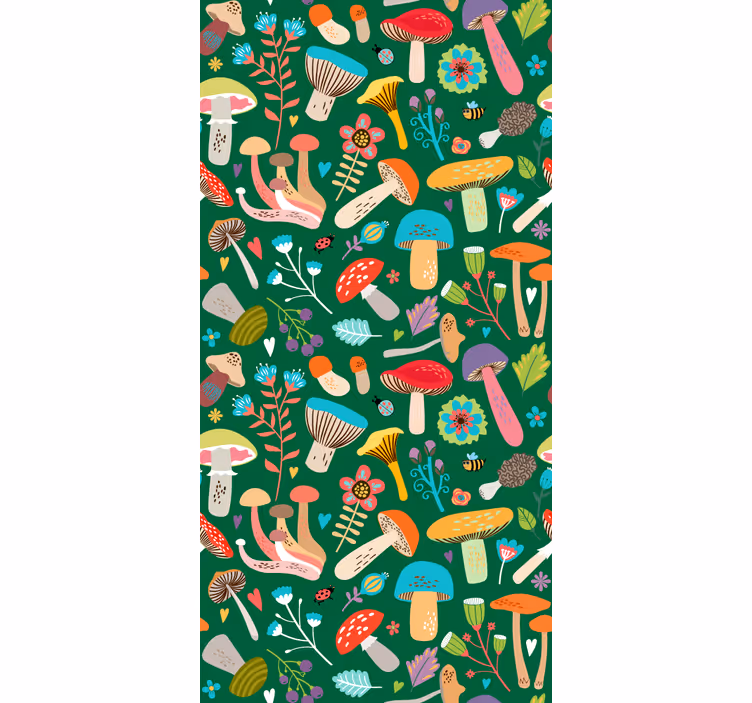Toile fenêtre fleurs et plantes motif champignon vibrant - TenStickers