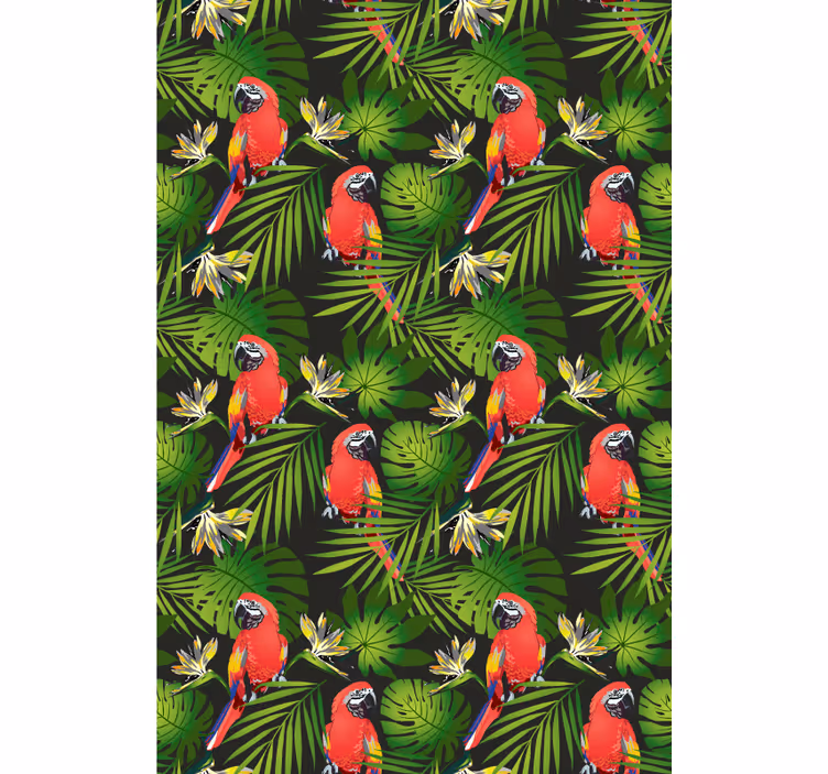 Toile fenêtre animaux perroquets tropicaux colorés - TenStickers