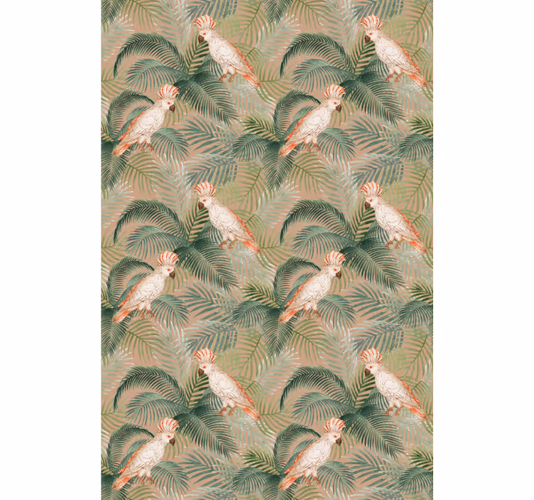 Toile fenêtre animaux cacatoès et feuilles - TenStickers