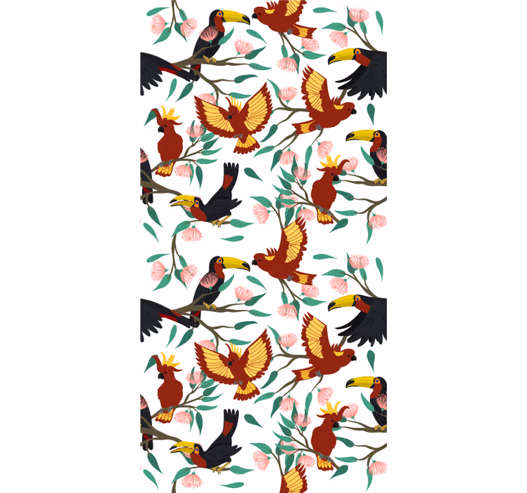Toile fenêtre animaux motifs d'oiseaux tropicaux - TenStickers