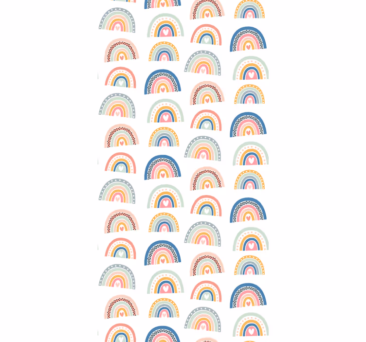 Toile fenêtre chambre enfant arcs-en-ciel de cœurs colorés - TenStickers