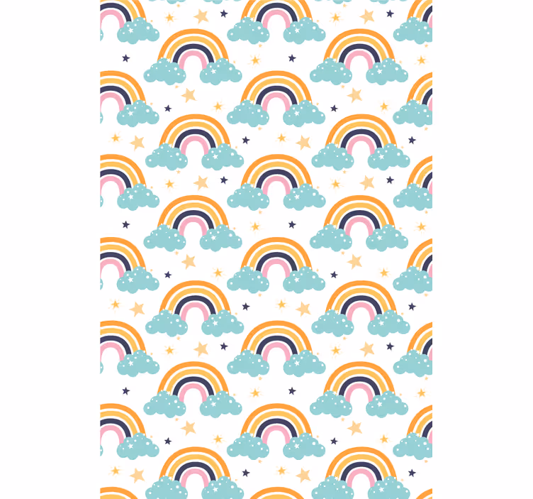 Toile fenêtre chambre enfant arcs-en-ciel et nuages - TenStickers