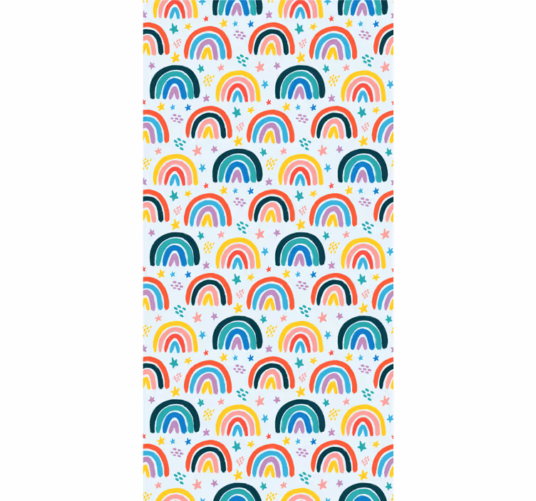 Toile fenêtre chambre enfant motifs arc-en-ciel bleu - TenStickers
