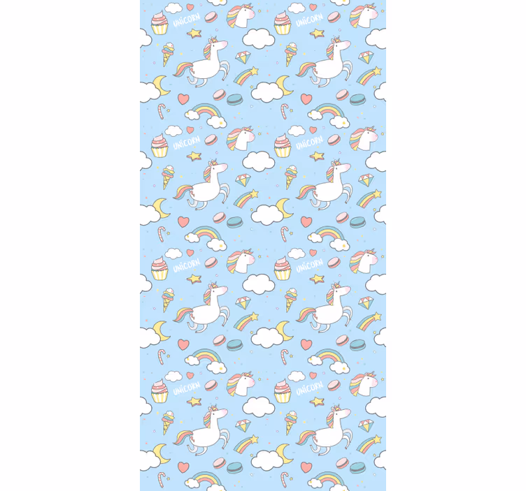 Toile fenêtre chambre enfant licornes et arcs-en-ciel - TenStickers
